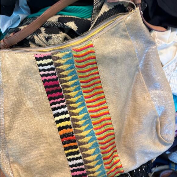 Anthropologie Jasper & Jeera gold and metallic colorful embroidered purse - Picture 4 of 4